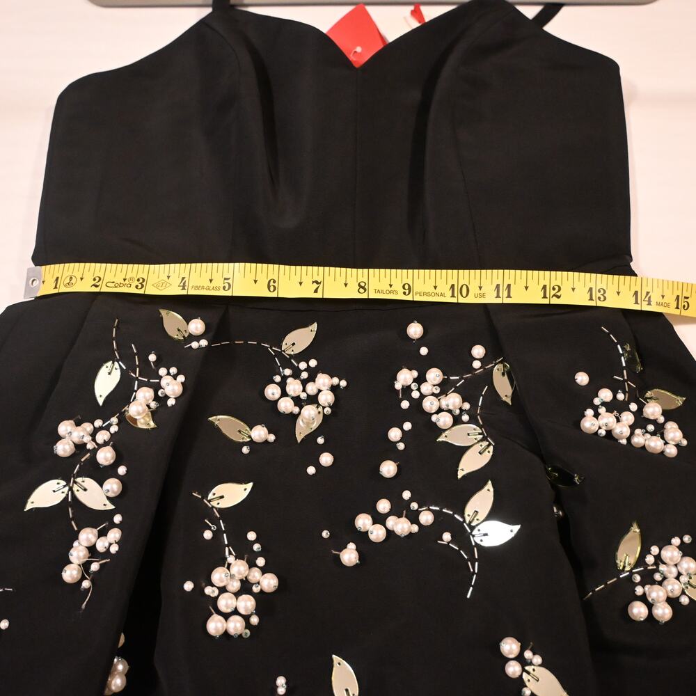 NWT: Carolina Herrera Embellished Pleated Silk-Faille Midi Dress - Picture 11 of 14